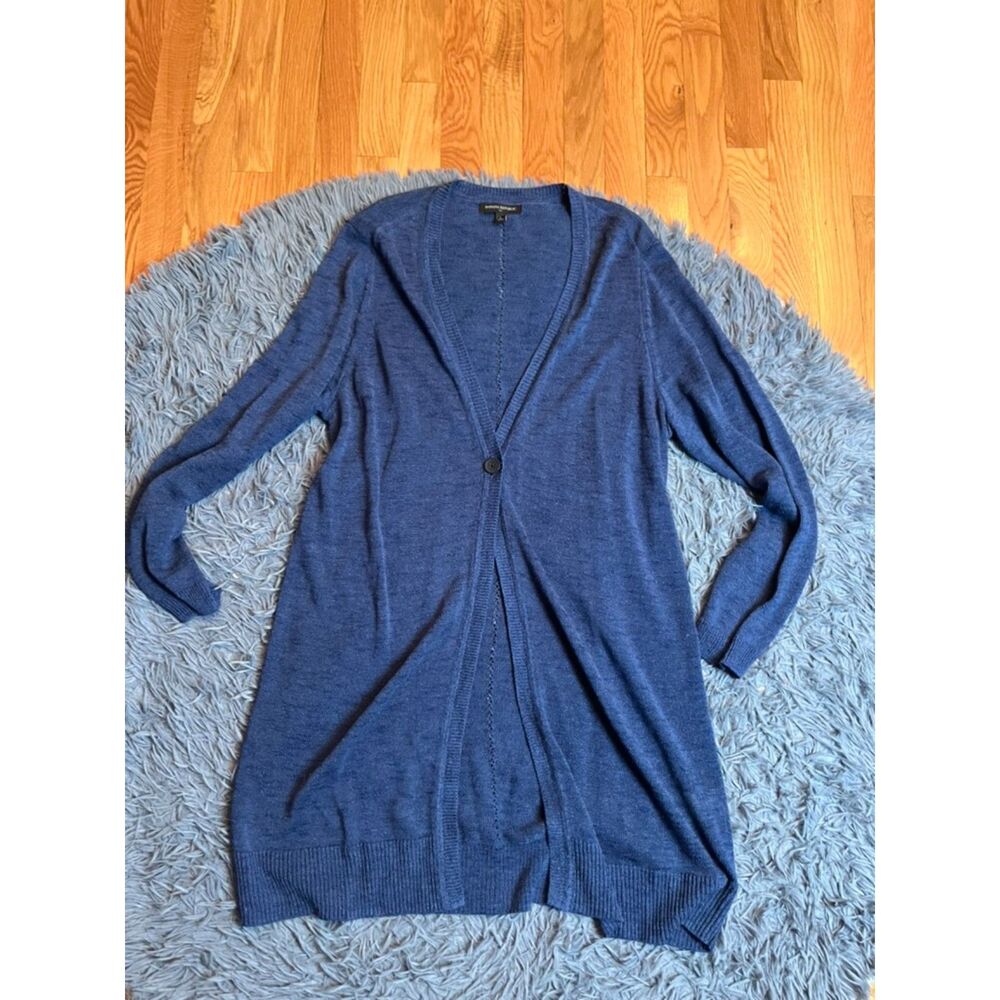 Banana Republic Navy Ramie/Linen Blend Long Cardigan Size L